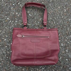 Coach‎ Penelope Pebbled Leather Shoulder Bag Plum Purple Zip Purse Y2K Authentic
